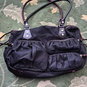 MZ Wallace Black Baby Bag with Red Accents